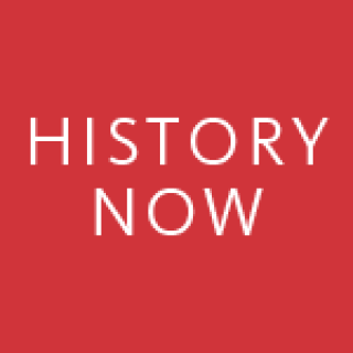 Red square with white text that reads: History Now