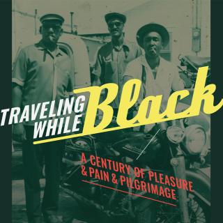 Three men are standing around a motorcycle. The men on the left and right have a cigar and cigarette, respectively, in their mouths. 