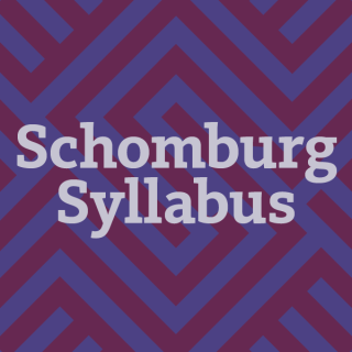 The words "Schomburg Syllabus" are against a light and dark purple background.  
