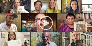 Collage of people sharing their favorite books