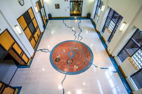 Interior view of the Schomburg Center for Research in Black Culture.